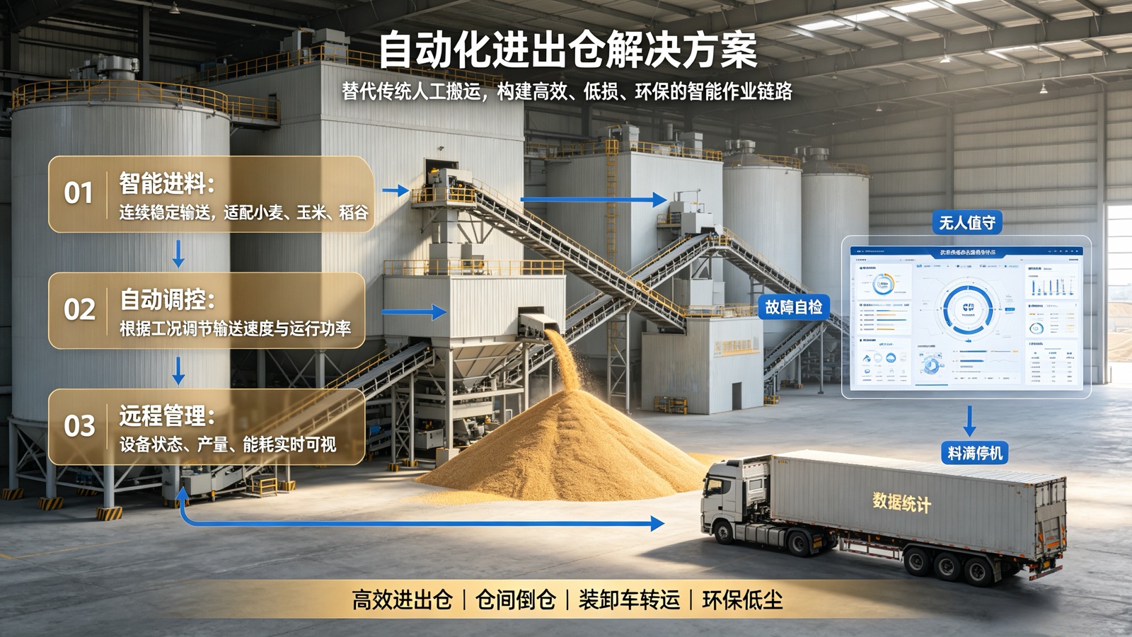 粮食自动化进出仓智能输送解决方案